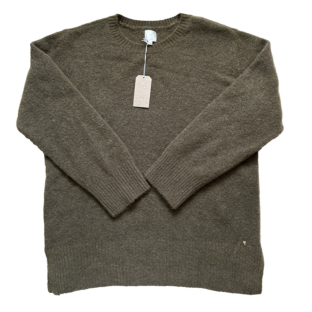 Des Petits Hauts Bastia Sweater Pullover Size 2, Olive Green Alpaca Wool New